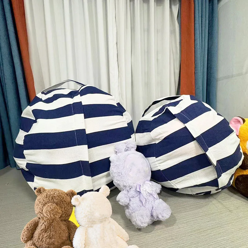 Kids Zip Toys - เก้าอี้บีนแบ็กเก็บของเล่นเด็ก ผ้าแคนวาสแบบมีซิป จัดเก็บตุ๊กตาขนนุ่ม ความจุขนาดใหญ่
