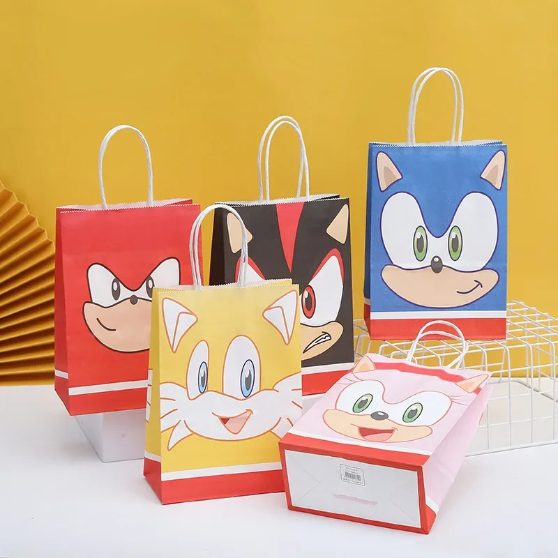 Kids Toys Kitchen - กระเป๋าของขวัญโซนิคสุดฮิต ลายการ์ตูนเม่นน้อยน่ารัก กระเป๋าช้อปปิ้งลายอนิเมะ ของตกแต่งงานปาร์ตี้วันหยุด ของขวัญวันเกิดสำหรับเด็ก