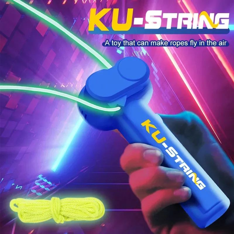 Kids Zip Toys - ของเล่นเชือกโยนห่วง ตัวปล่อยเชือก สายรัดซิป แบบมือถือ ปรับความเร็วได้ เชือกเรืองแสง