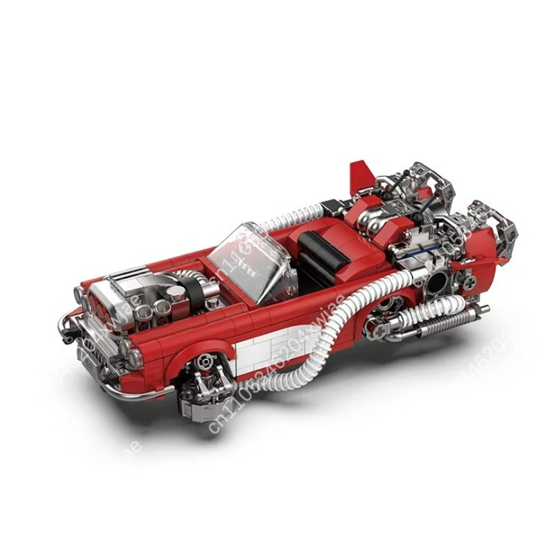 Kids Toys Blocks - ชุดประกอบโมเดลรถจากภาพยนตร์ Back to the Future ของเล่นประกอบรถสปอร์ตเดโลเรียนสีแดง