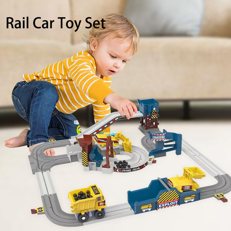 Kids Toys Electric - ชุดรางรถไฟแข่งรถขุดเหมืองไฟฟ้า ของเล่นวิศวกรรมยานยนต์ ของเล่นรถไฟเพื่อการศึกษา ของขวัญสำหรับครอบครัว ของขวัญสำหรับเด็ก