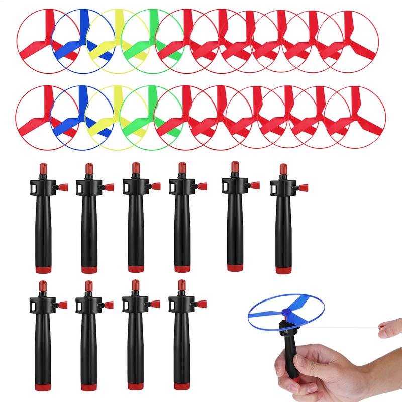 Kids Zip Toys - 10 ชุดดึง String Flying Disc ใบพัดเฮลิคอปเตอร์ของเล่นสําหรับเด็ก