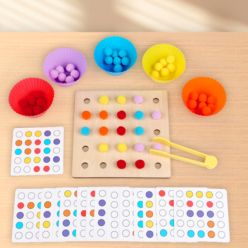 Kid Toys Ads - คลิปลูกปัดไม้ของเล่น Montessori Fine Motor การฝึกอบรมการเรียงลําดับสีการจับคู่การเรียนรู้ของเล่นเพื่อการศึกษาเด็กเด็ก