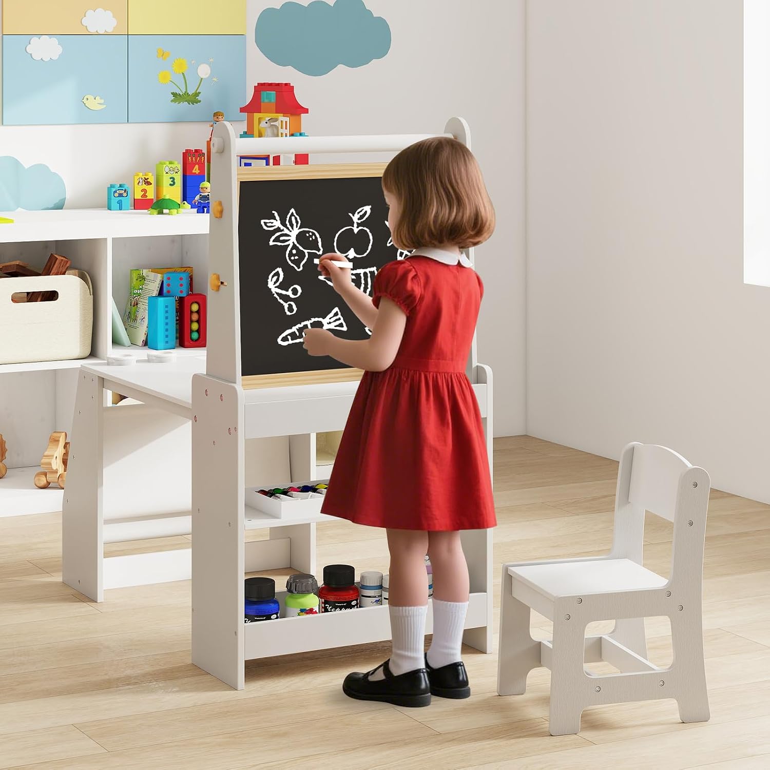 ชุดโต๊ะและเก้าอี้ศิลปะสำหรับเด - Kids Art Easel บทวิจารณ์และราคา