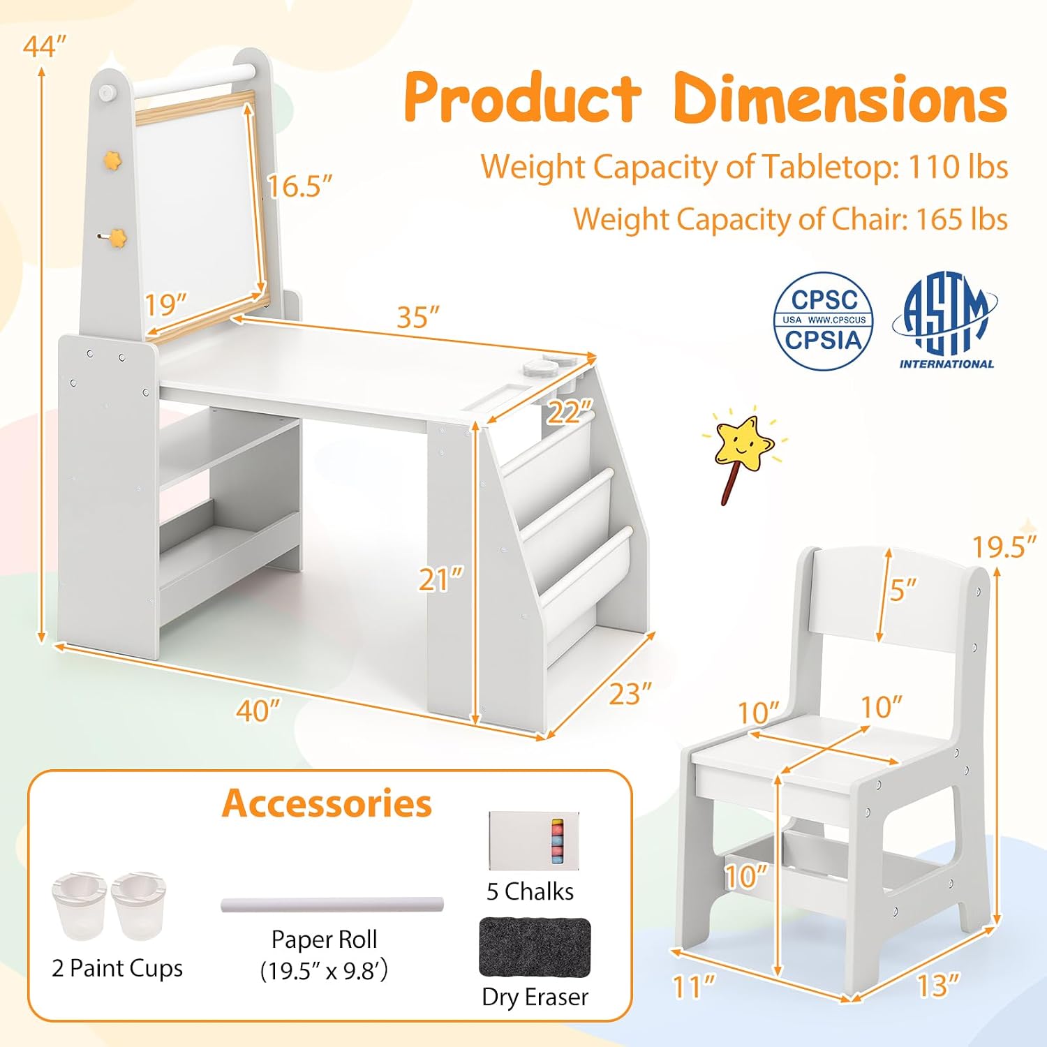ชุดโต๊ะและเก้าอี้ศิลปะสำหรับเด - Kids Art Easel บทวิจารณ์และราคา