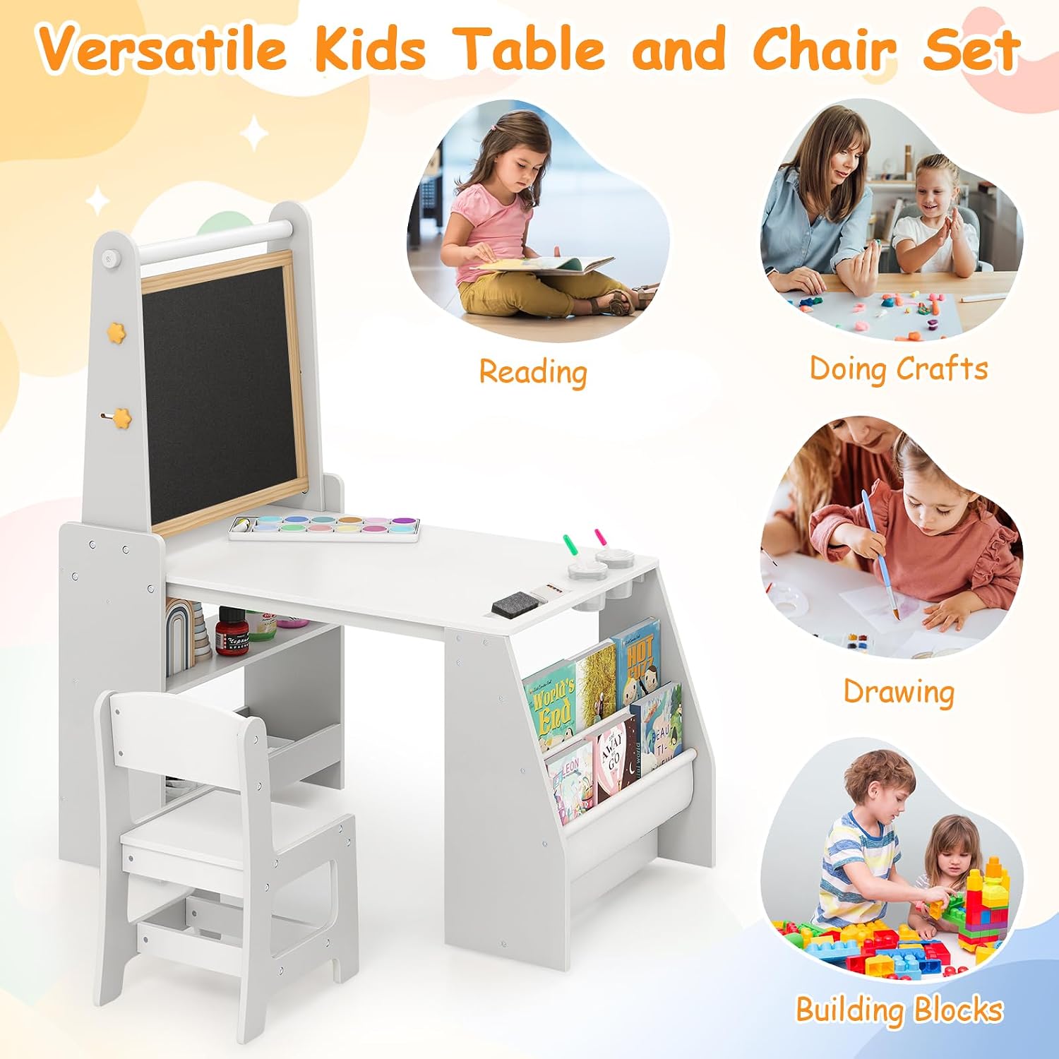 ชุดโต๊ะและเก้าอี้ศิลปะสำหรับเด - Kids Art Easel บทวิจารณ์และราคา